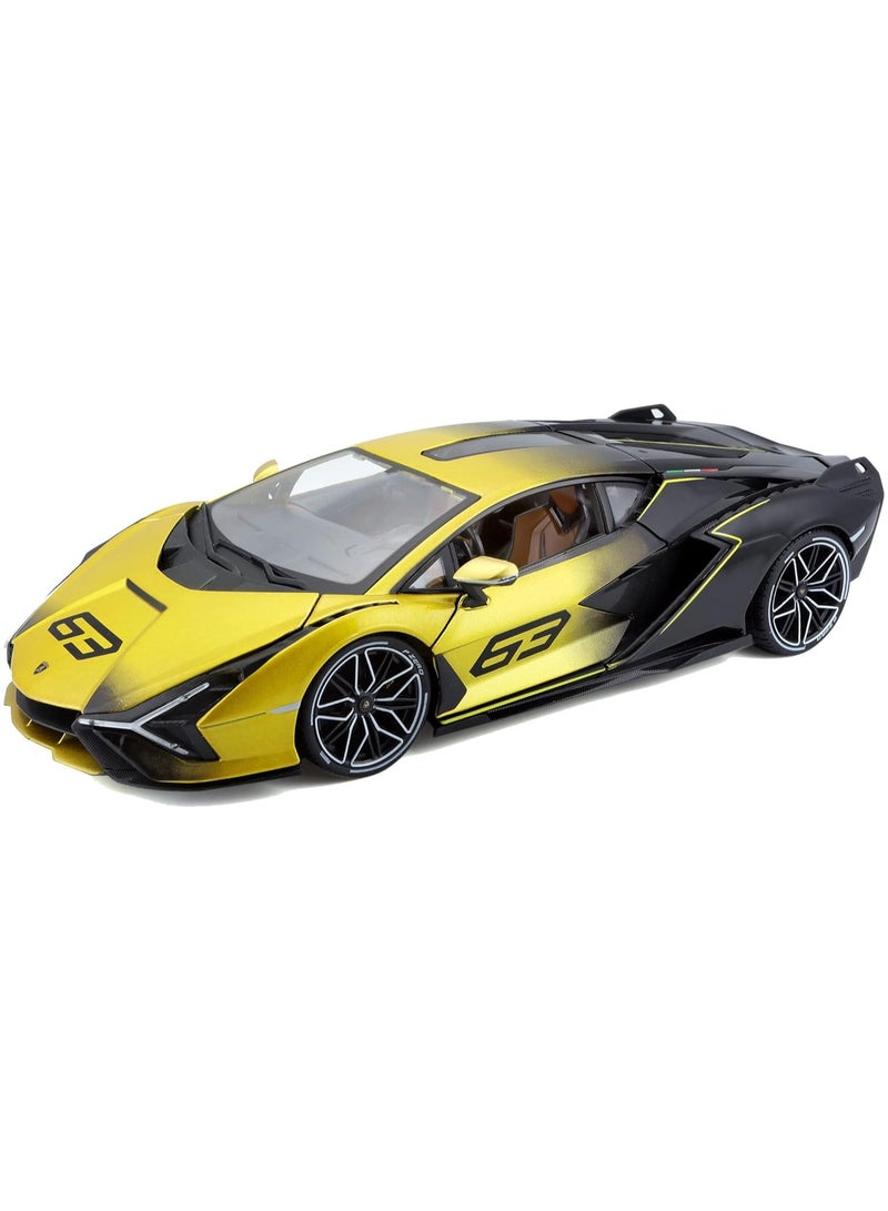 Stunning Bburago 1:18 Scale Lamborghini Sián FKP 37 Diecast Car in Yellow Fade Color - Highly Detailed Model for Collectors