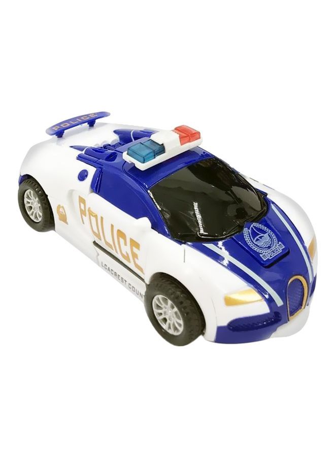 Police Car Pull Back Bump Into Transformation Toy Blue