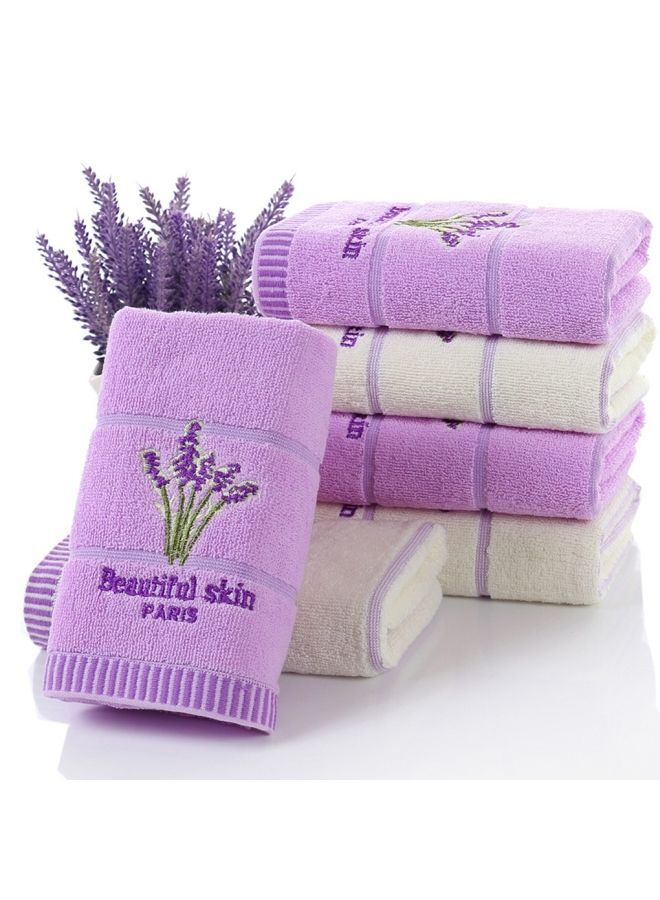 Pure Cotton Thicken Stripe Face Towel Purple 10 X 5cm