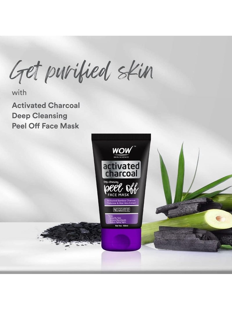 Wow Skin Science Activated Charcoal Peel Off Mask For Blackheads/Pimples/Acne - No Parabens & Mineral Oils, 100 Ml