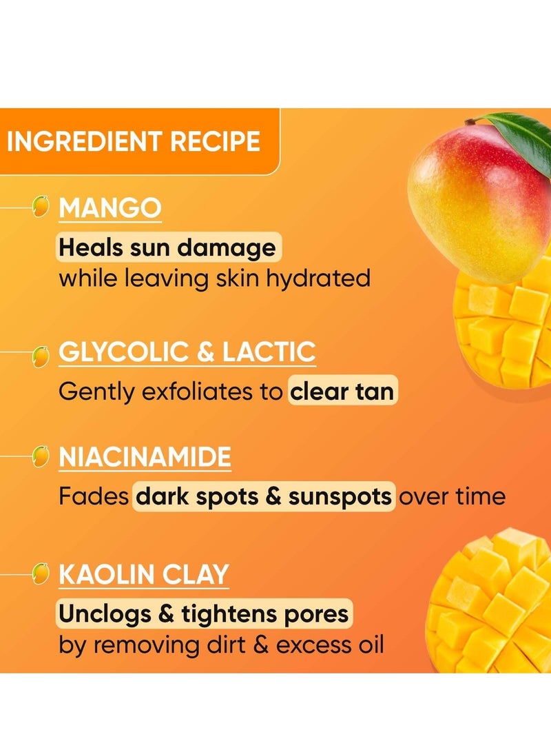 Dot & Key Mango Detan Tan Removal Clay Mask | Clay Mask for Face with Glycolic & Lactic | Great for All Skin Types | Fresh Juicy Mango Fragrance | 70gm