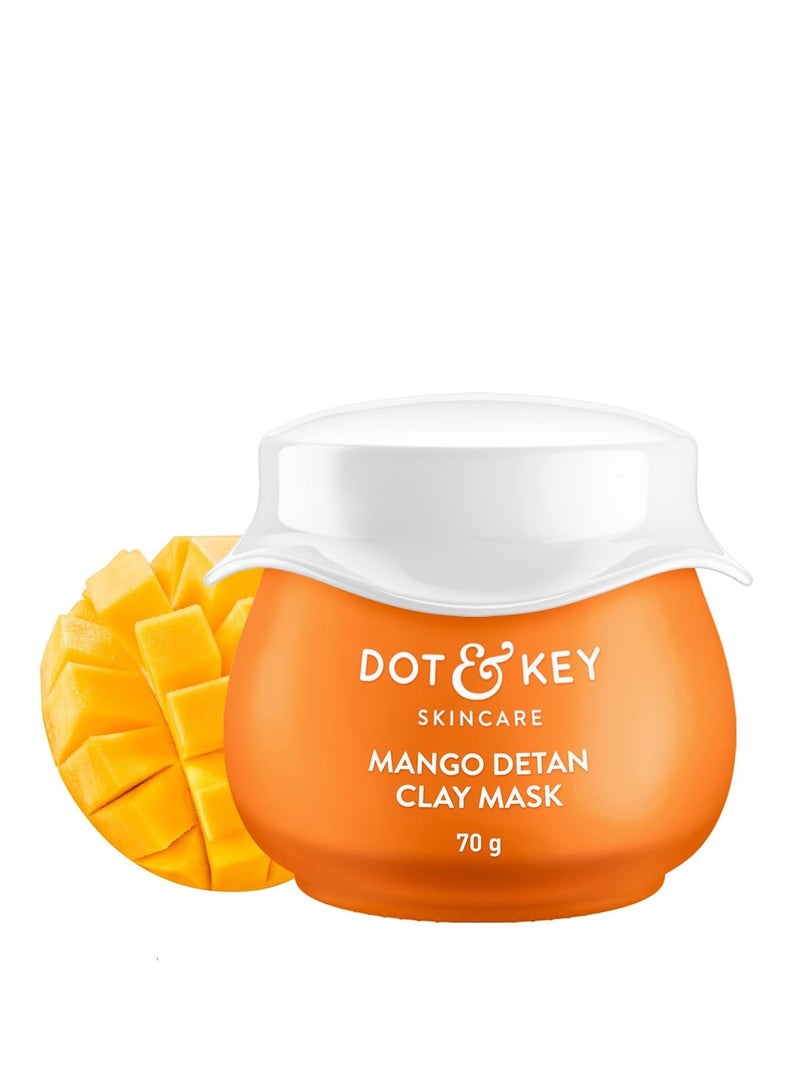 Dot & Key Mango Detan Tan Removal Clay Mask | Clay Mask for Face with Glycolic & Lactic | Great for All Skin Types | Fresh Juicy Mango Fragrance | 70gm