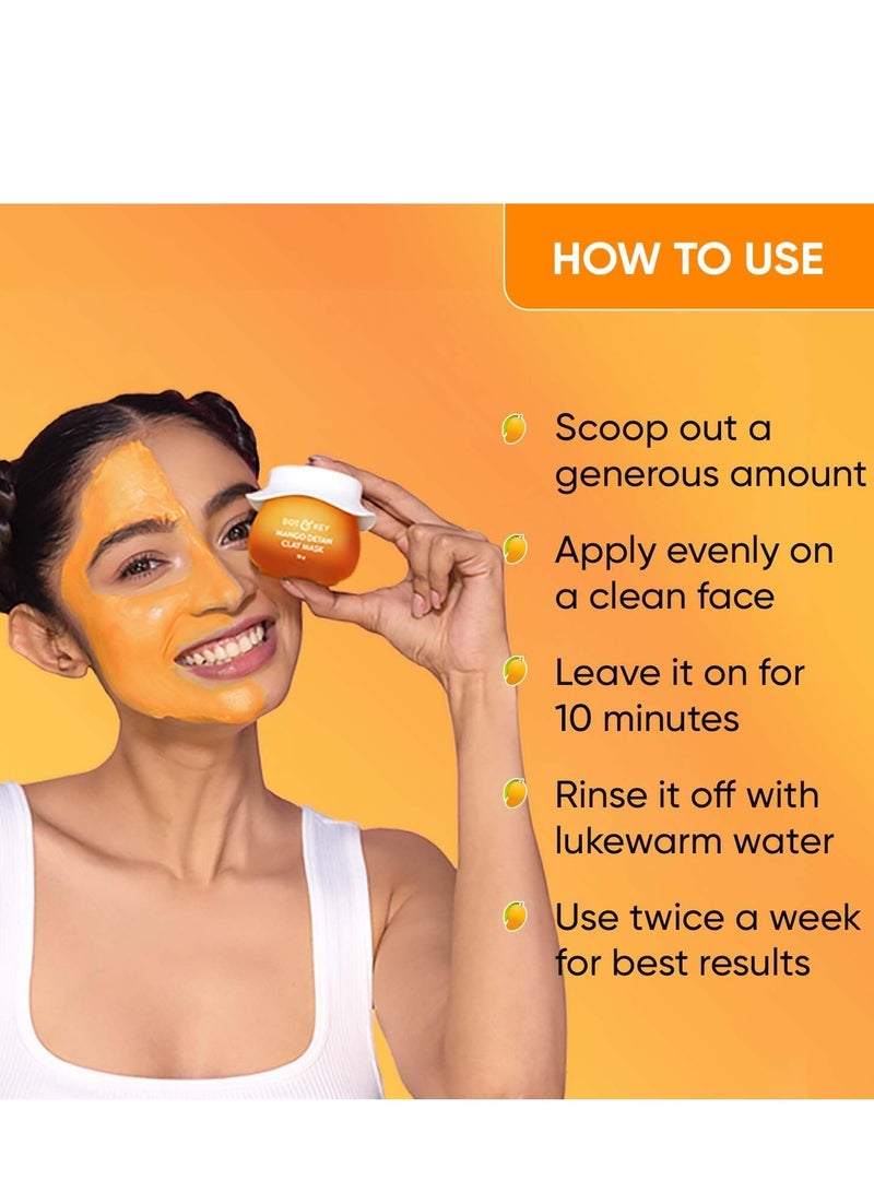 Dot & Key Mango Detan Tan Removal Clay Mask | Clay Mask for Face with Glycolic & Lactic | Great for All Skin Types | Fresh Juicy Mango Fragrance | 70gm