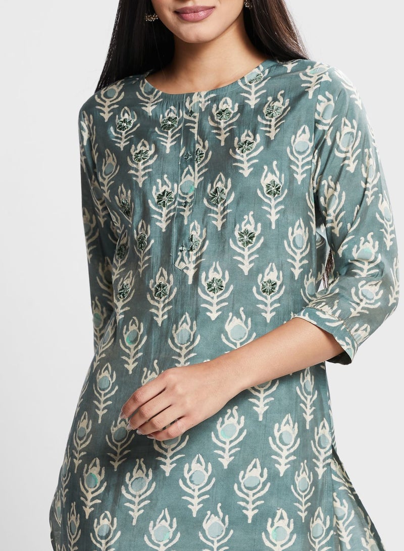 Embroidered Printed Kurti