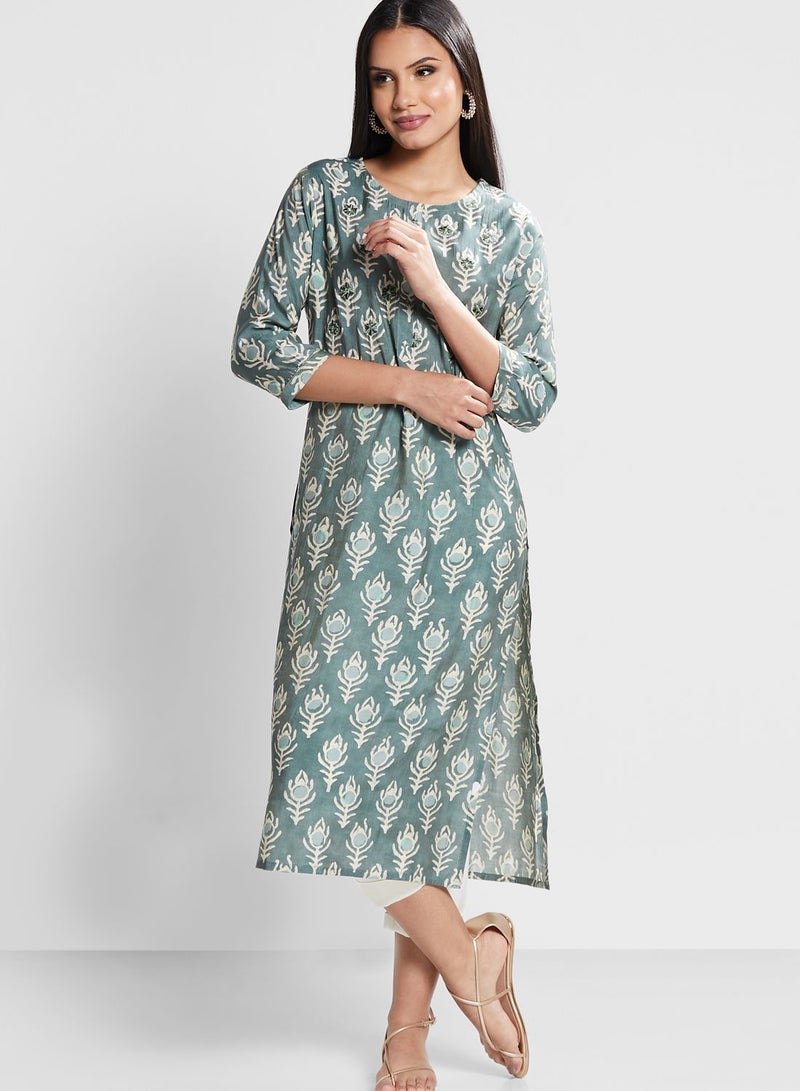 Embroidered Printed Kurti