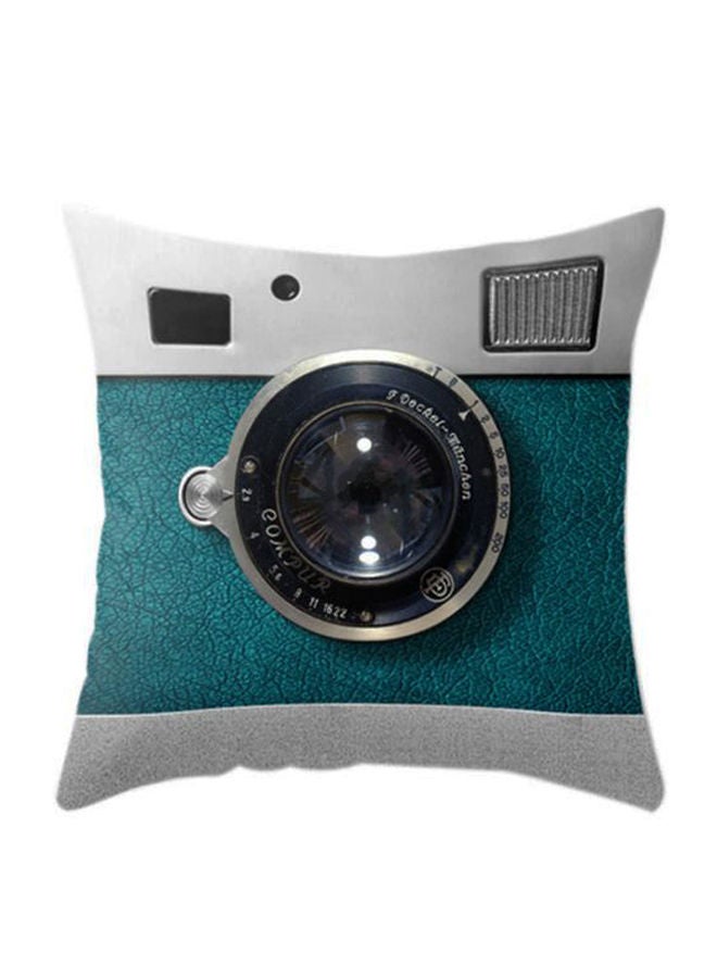 Vintage Retro Style 3D Camera Throw Print Pillow Case Cover Fabric White/Blue/Black 45 x 45centimeter