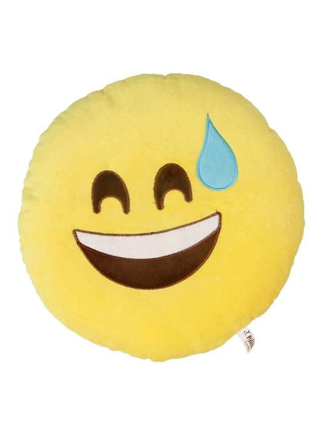 Smiley Emoticon Cushion Cotton Yellow/Brown/Blue