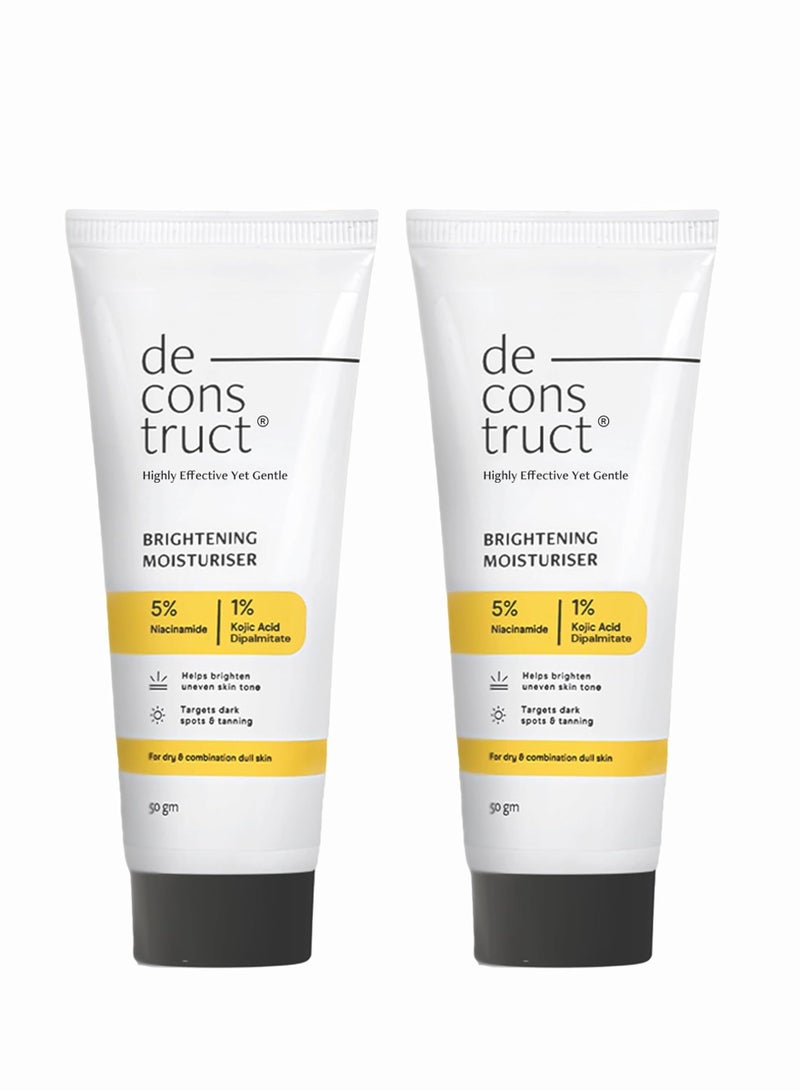 Deconstruct Brightening Face Cream | 5% Niacinamide + 1% Kojic Acid + 5% VitaminC + VitaminE | For Dark Spots and Uneven Skin Tone | 50 gm each | Pack of 2