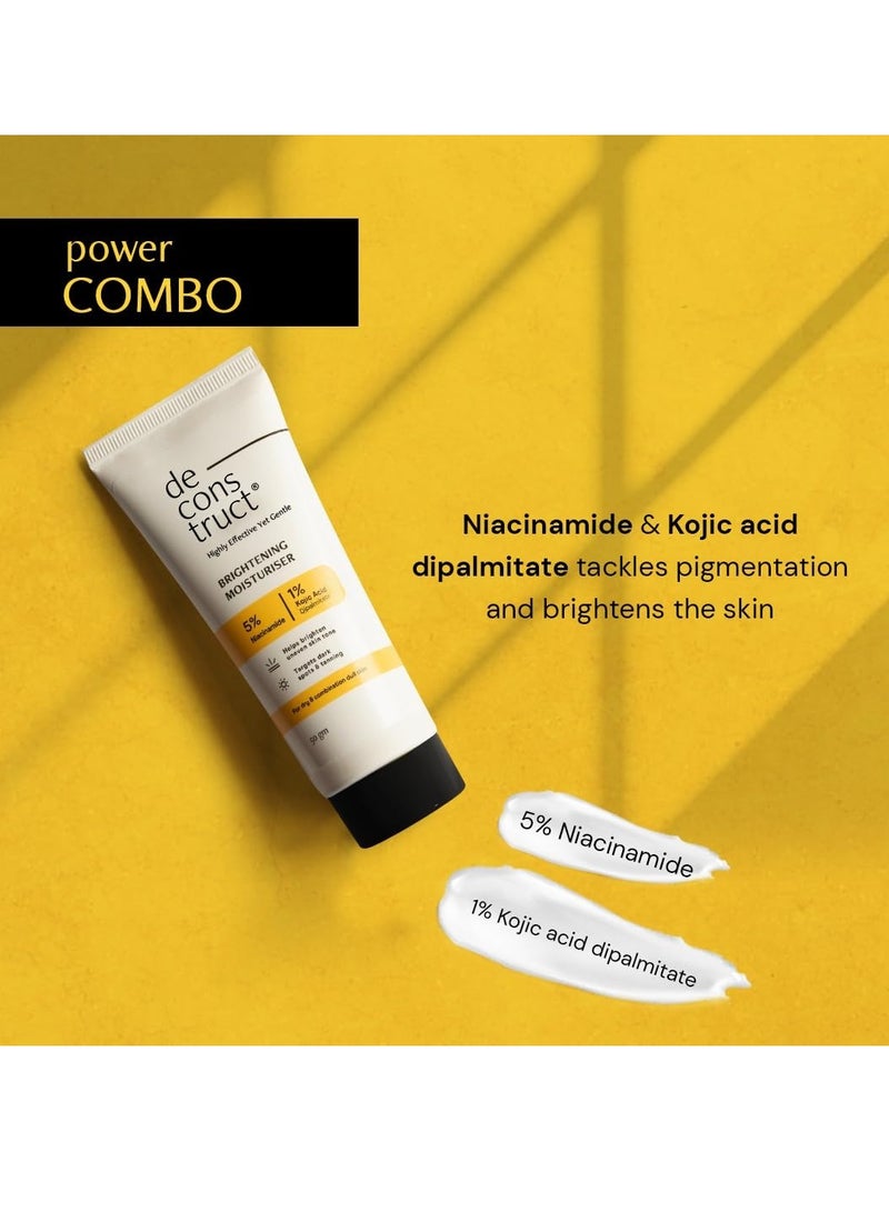 Deconstruct Niacinamide Brightening Face Moisturizer| 5% Niacinamide + 1% Kojic Acid + 5% Vitamin C | For Dark Spots And Uneven Skin Tone | Brightens & Hydrates | 50 Gm