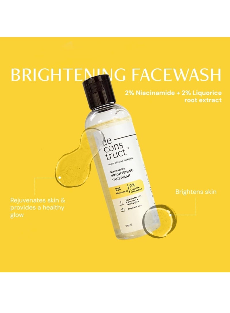 Deconstruct Daily Radiance Boosting Duo- Brightening Face Wash (100ml) + Brightening Face Moisturiser (50 g) | For Glowing and Radiant Skin | Anti Pigmentation Duo | Pack of 2