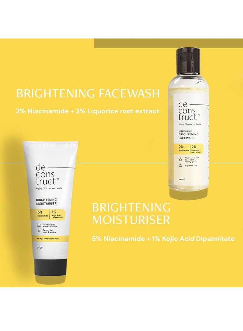 Deconstruct Daily Radiance Boosting Duo- Brightening Face Wash (100ml) + Brightening Face Moisturiser (50 g) | For Glowing and Radiant Skin | Anti Pigmentation Duo | Pack of 2