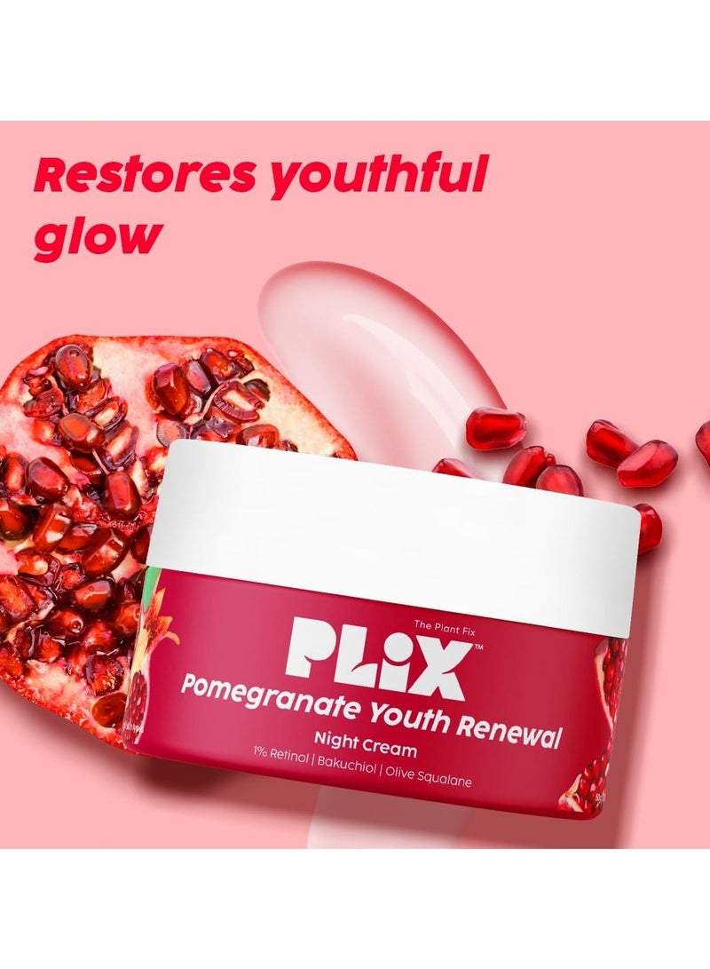 PLIX - THE PLANT FIX Pomegranate 1.20% Retinol & 1% Bakuchi Oil Anti Ageing Night Cream | Reduces Fine Line & Wrinkles | For Men & Women | 50 G