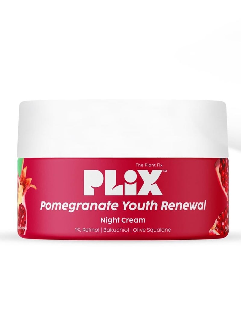 PLIX - THE PLANT FIX Pomegranate 1.20% Retinol & 1% Bakuchi Oil Anti Ageing Night Cream | Reduces Fine Line & Wrinkles | For Men & Women | 50 G