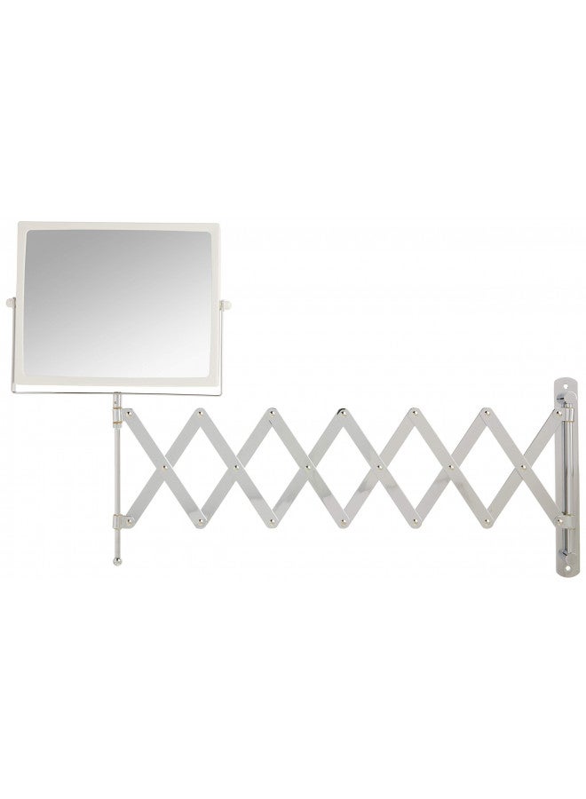 JERDON 8.3-Inch x 6.5-Inch Two-Sided Swivel Wall Mount Mirror - Vanity Mirror with 5X Magnification & 30 inch Wall Extension - White Base with Chrome Finish Handle - Model J2020C