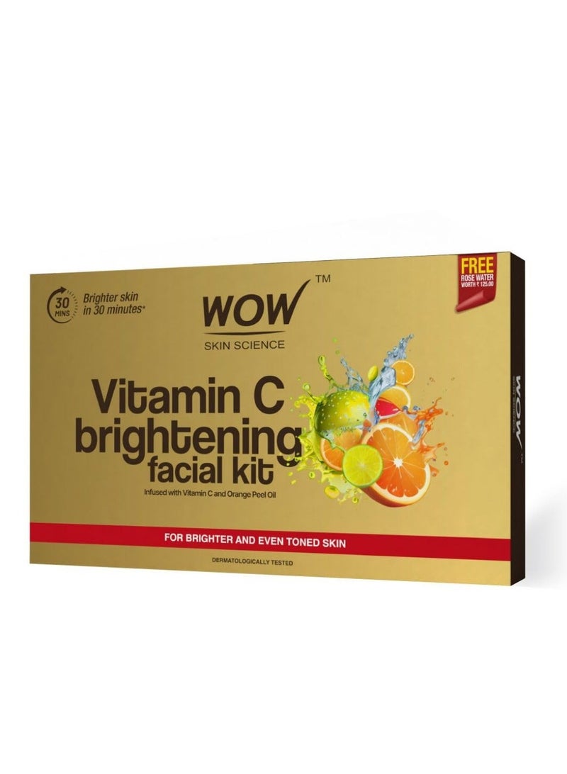 WOW Skin Science Vitamin C Brightening Facial Kit with Rose Water | For All Skin Types | 6 Easy Steps | For Brighter and Even Toned Skin |For Men & Women | Pack of 7