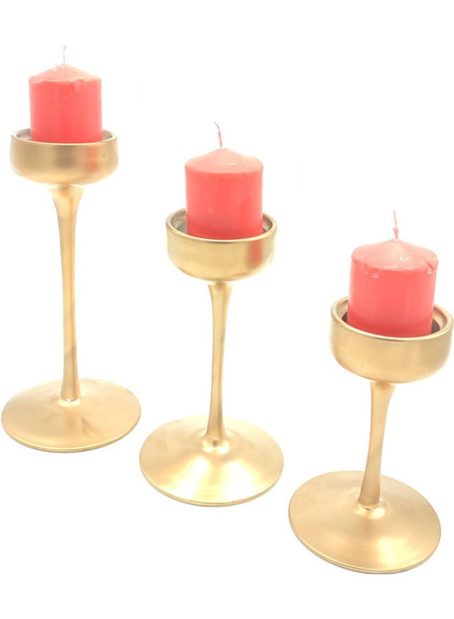 3-Piece Candle Holder Set Gold 25x20x17cm