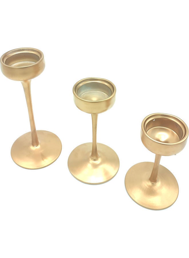 3-Piece Candle Holder Set Gold 25x20x17cm