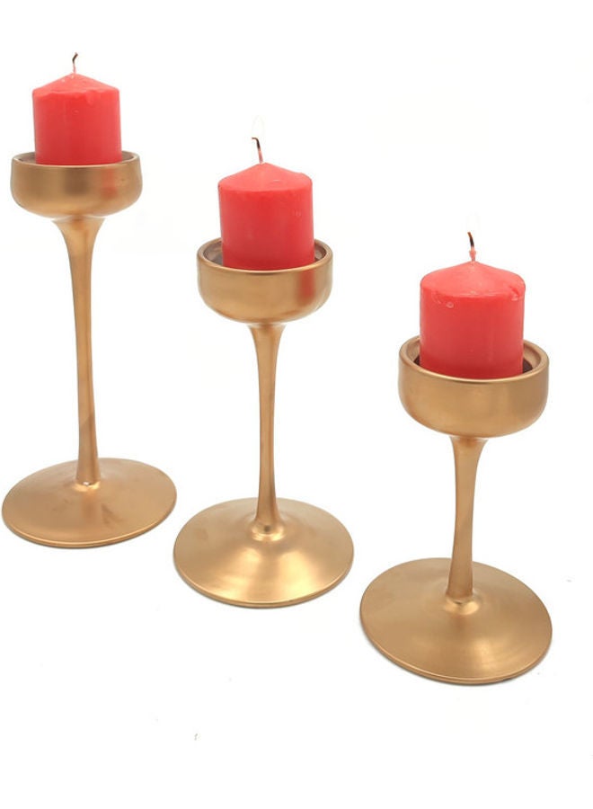 3-Piece Candle Holder Set Gold 25x20x17cm