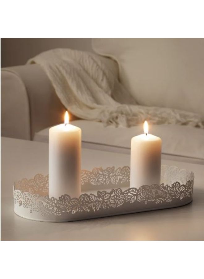 Candle Dish White 35x15cm