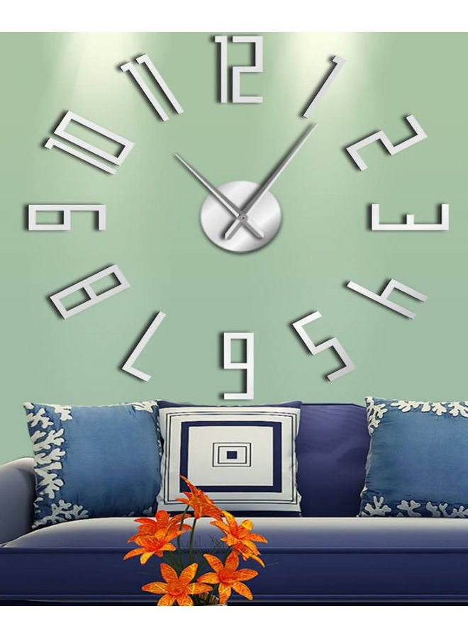 DIY 3D Mirror Surface Sticker Wall Clock Silver 32 x 32cm