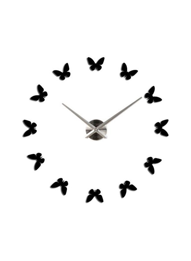 Butterfly Large DIY Quartz 3D Acrylic Sticker Wall Clock Black