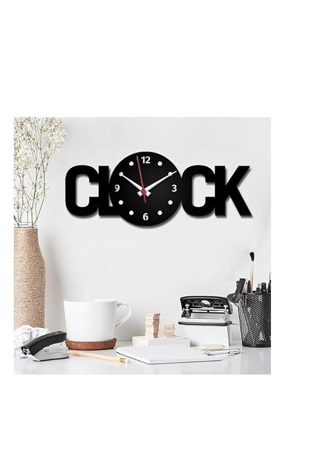 Black Analog Clock Text Acrylic Wall Clock