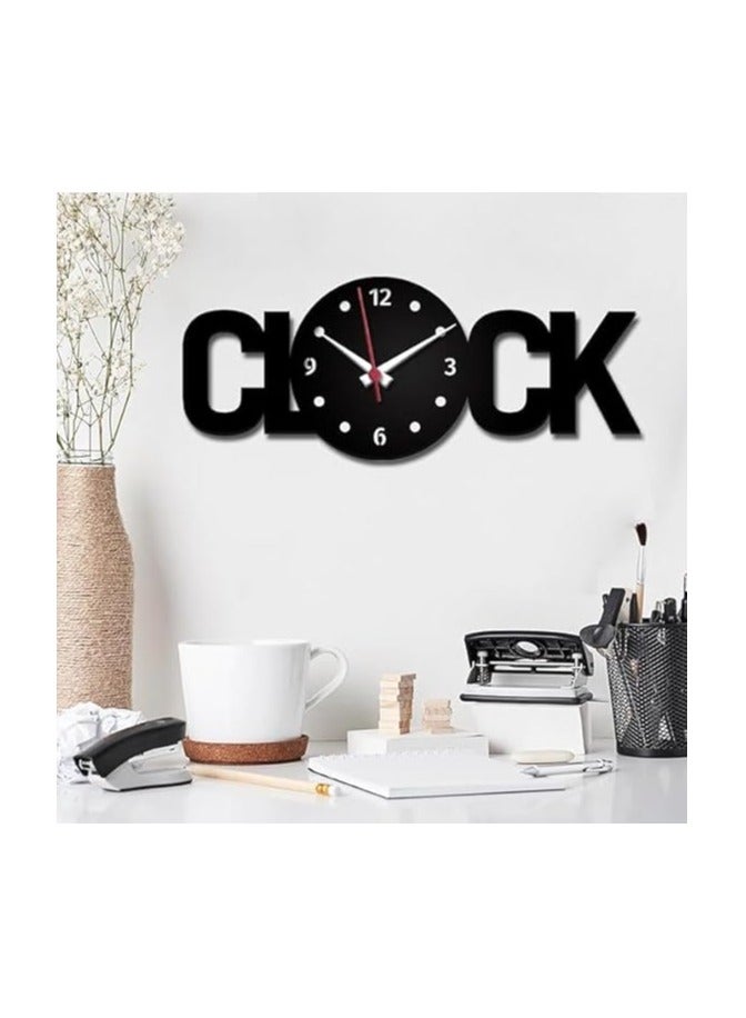 Black Analog Clock Text Acrylic Wall Clock