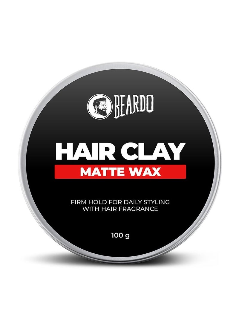 Beardo Hair Clay Wax for Men, 100 gm | Hair Clay for men | Styling Wax | Volumizing | Strong Hold | Restylable |Matte Finish | Easy to Wash Off | Texture Clay for Men