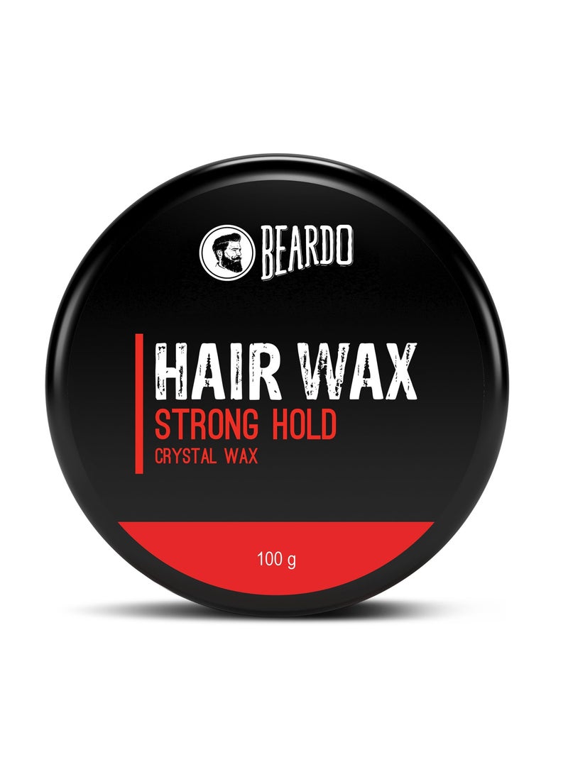 Beardo Stronghold Hair Wax For Men, 100 gm | Crystal Hair Wax with Aloe Vera & Castor Oil | Hair Wax Men | Hair Styling Wax for Glossy Finish & Shine | Strong Hold Hair Wax