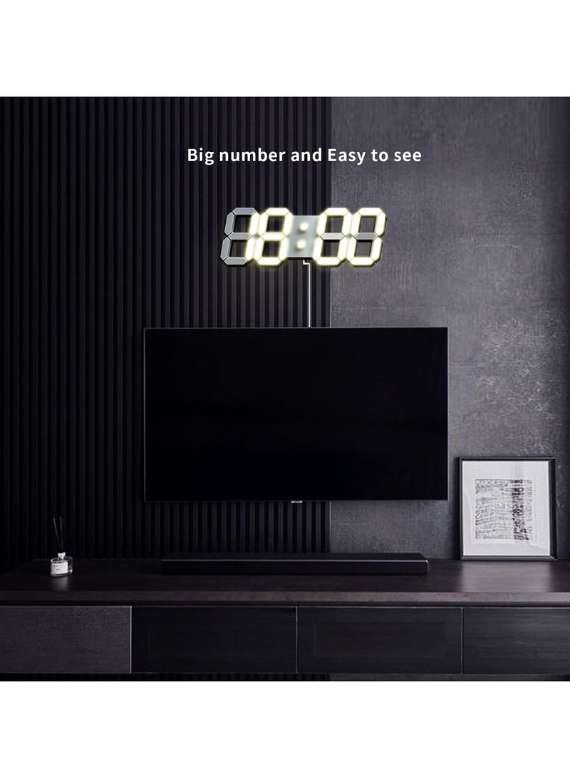 Digital Wall 3D Clock, Led Desk Clocks, 10 '' Large Number for Bedroom, Living Room, Home and Office - Alarm, Snooze, Temperature, Remote, Nightlight, Auto Light Brightness