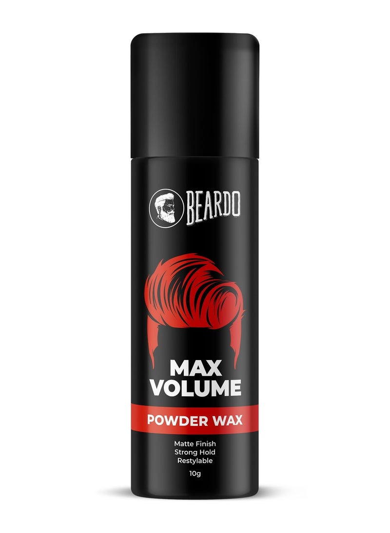 Beardo Max Volume Powder Wax, 10 gm | Powder Hair Wax Men | Hair Styling Wax for Matte Finish | Strong Hold & Restylable Hair Powder For Men | Hair Volumizing Powder Wax Superlight & Instant Volume