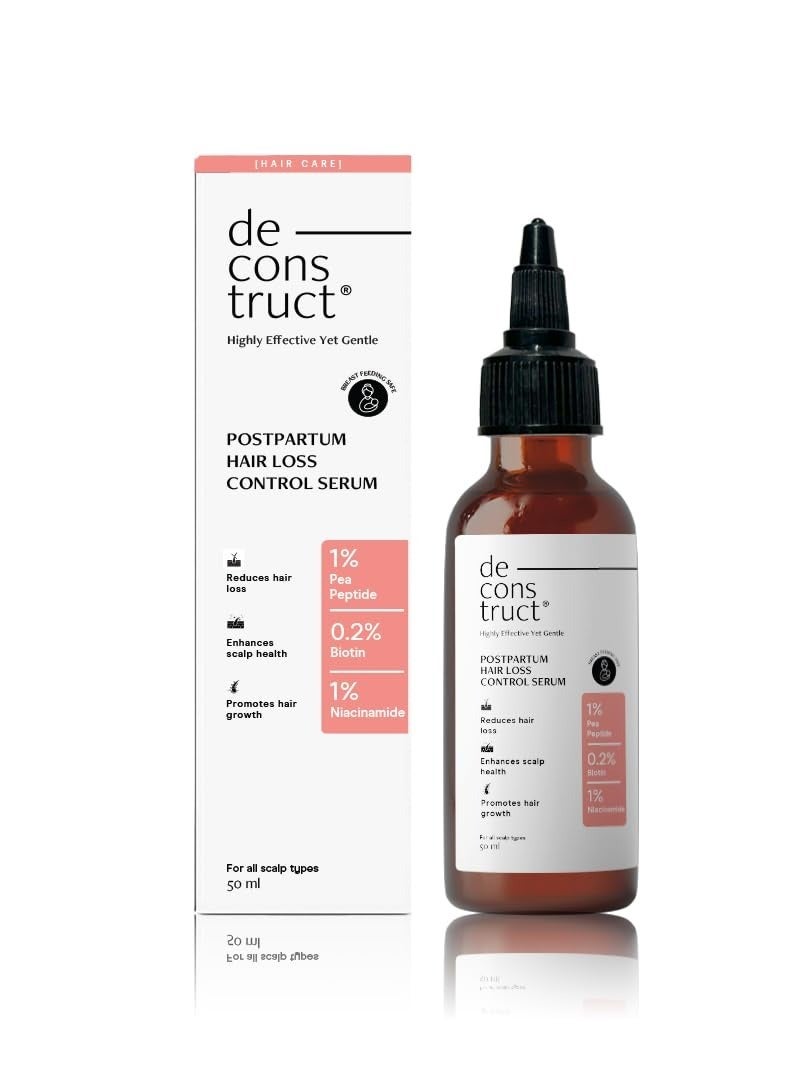 Deconstruct Postpartum Hair Loss Control Serum with Biotin and Contains 1% Pea Peptide + 1% Niacinamide | For hair fall after pregnancy | Breastfeeding Safe | 50ml