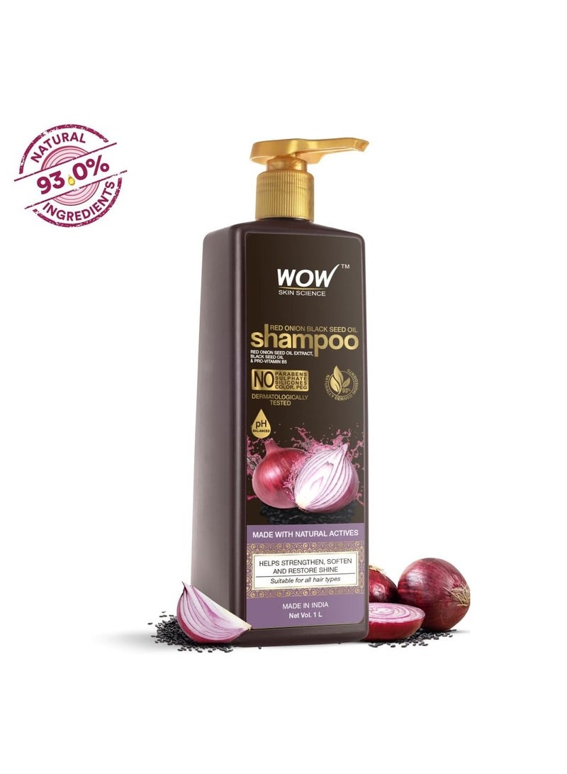 WOW Skin Science Onion Oil Shampoo with Red Onion Seed Oil Extract, Black Seed Oil & Pro-Vitamin B5 | Controls Hair fall | Helps Strengthen Hair | No Sulphate No Paraben | For Men & Women - 1ltr