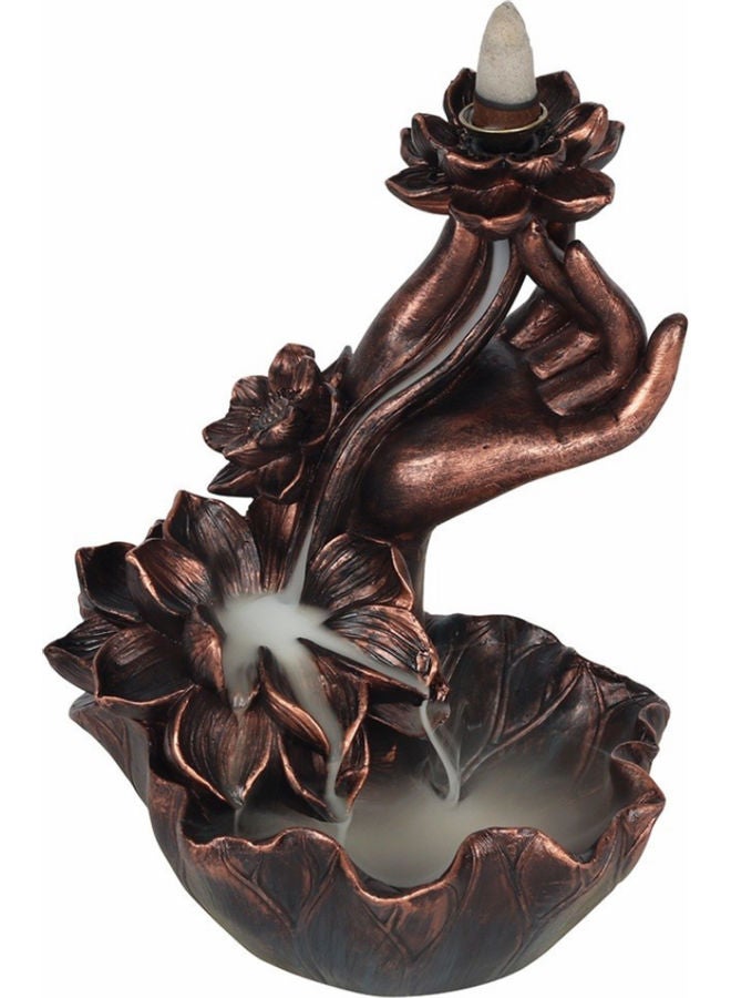 Hand With Flower Backflow Incense Burner Brown 30grams