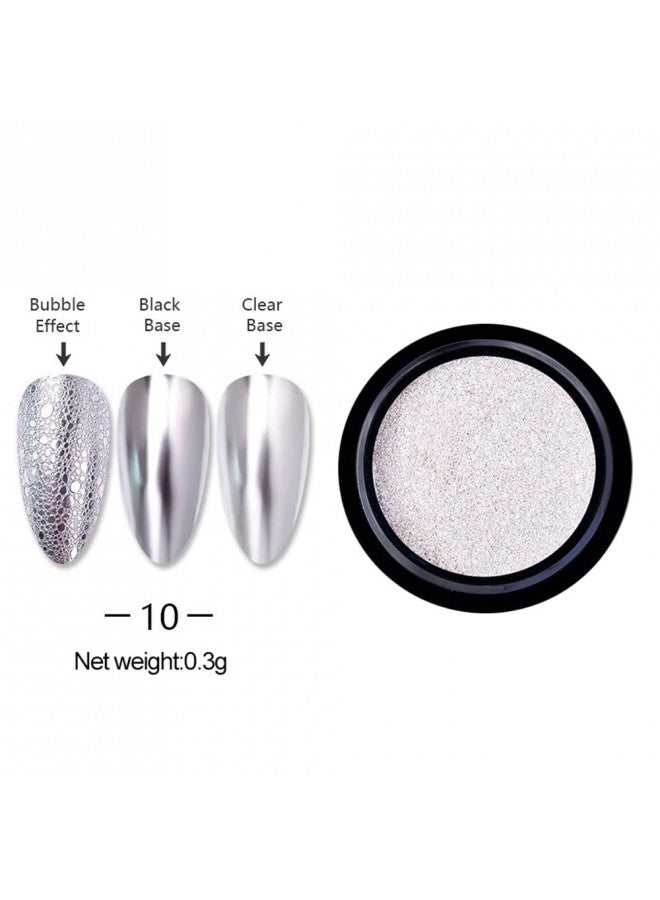 Mirror Chrome Nail Powder Champagne Gold Silver Nail Art Glitter Metallic Effect Holographic Aurora Powder Chrome Dust for Nails Gel Polish Pigment Decoration 2 Jar