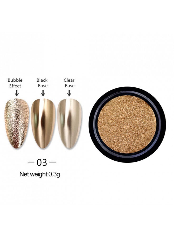 Mirror Chrome Nail Powder Champagne Gold Silver Nail Art Glitter Metallic Effect Holographic Aurora Powder Chrome Dust for Nails Gel Polish Pigment Decoration 2 Jar