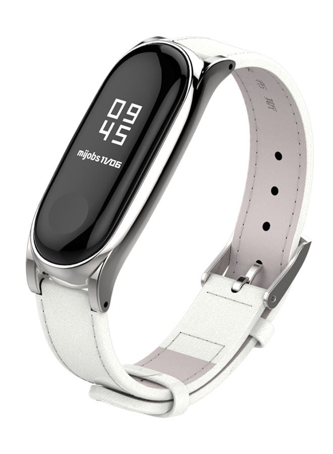 Leather Smartwatch Band For Mi 3 White