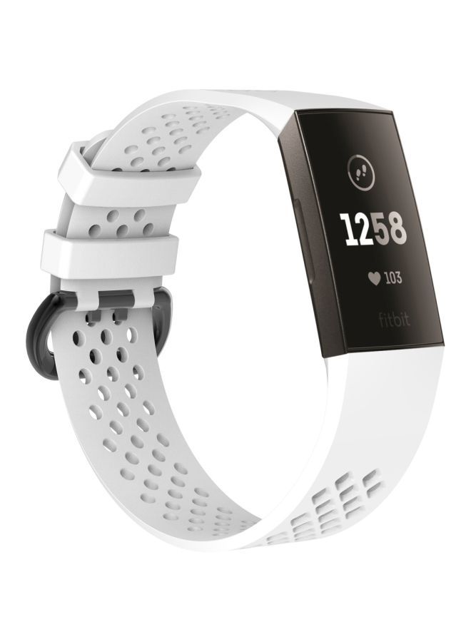 Adjustable Sport Wrist Strap For Fitbit Charge 3 White