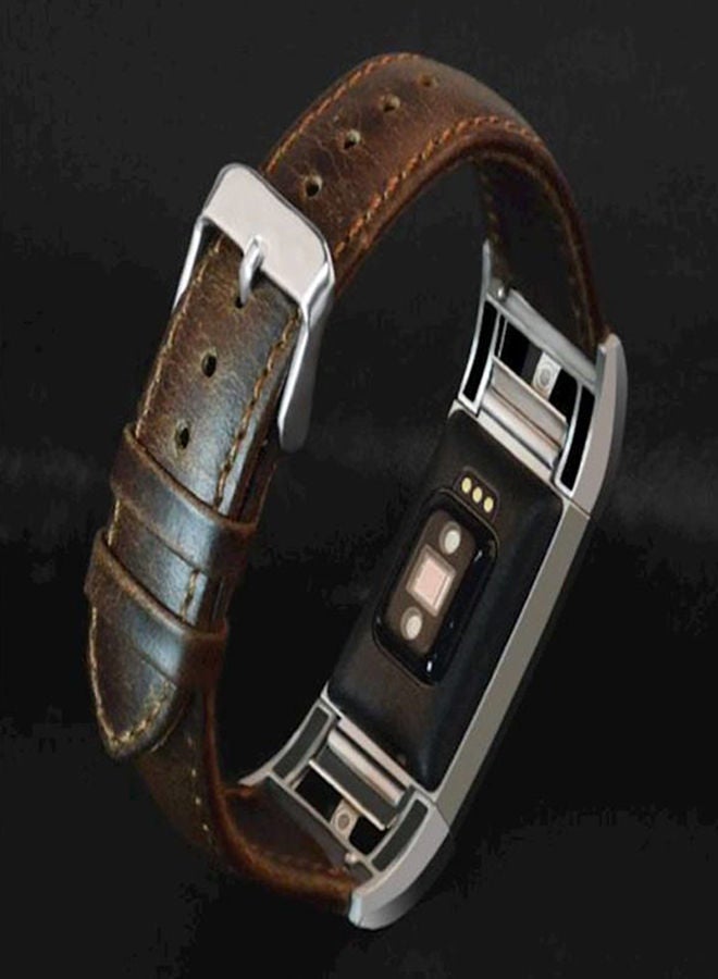 Fitbit Charge2 Watch Band Smart Bracelet Leather Wristband Crazy Horse Strap Brown