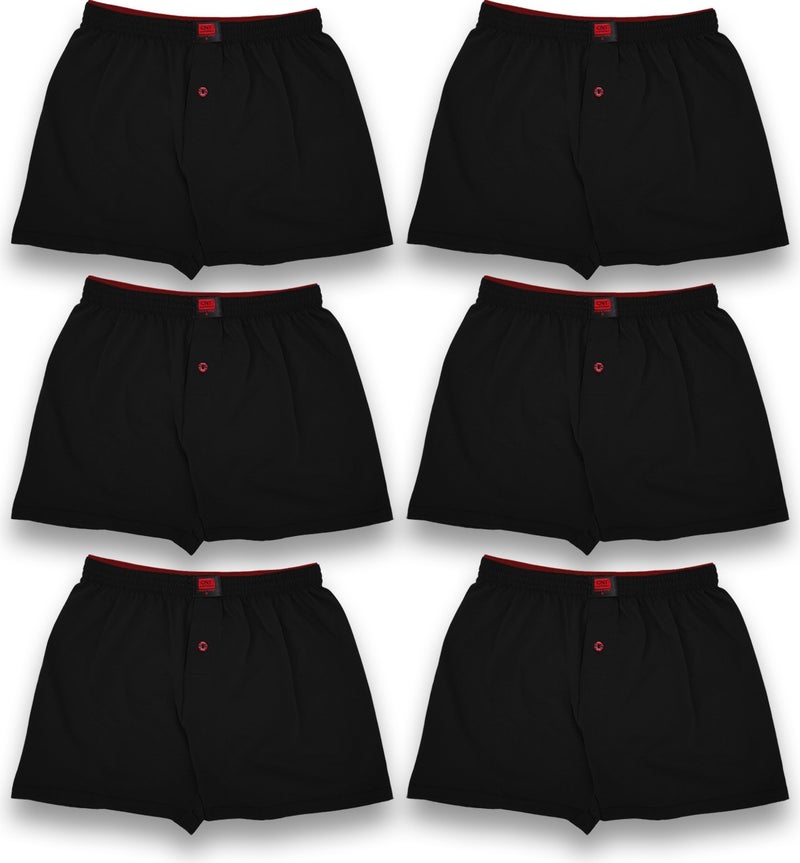 Men's 6 Pieces Combed Cotton Buttoned Boxer Premium Package