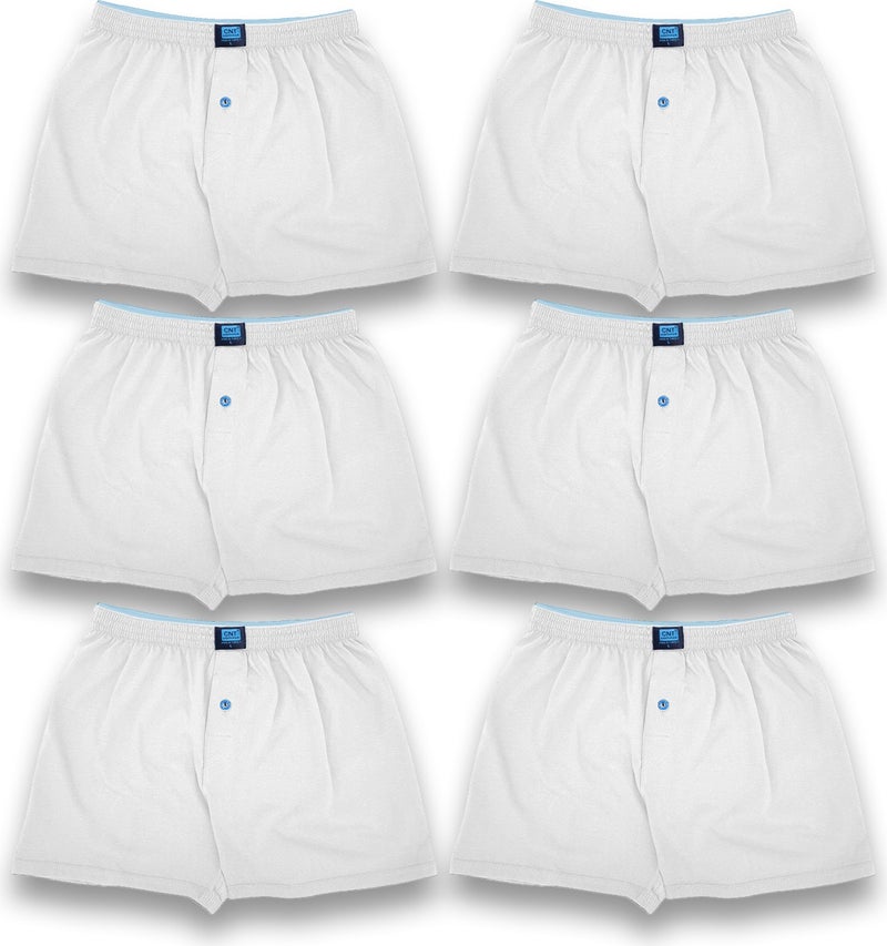 Men's 6 Pieces Combed Cotton Buttoned Boxer Premium Package