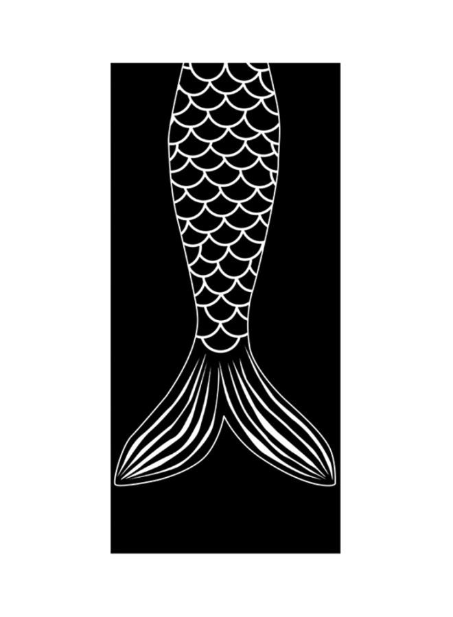 Fish Tail Printed Beach Towel Black/White 150x180centimeter