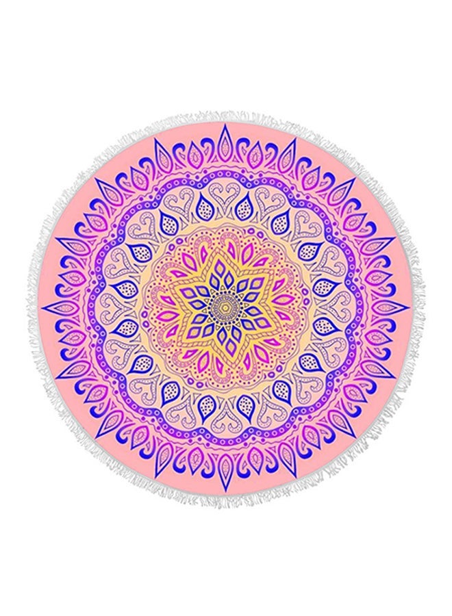 Mandala Round Fringed Towel Pink 150 × 150cm