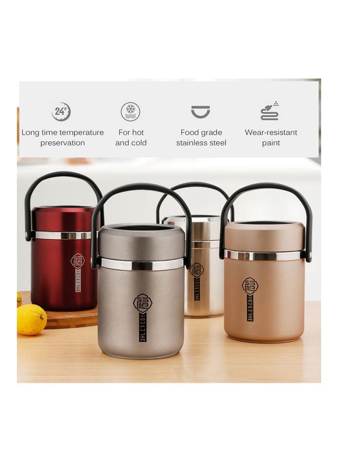 Stainless Steel Vacuum Insulated Food Jar Red 21x16x16cm