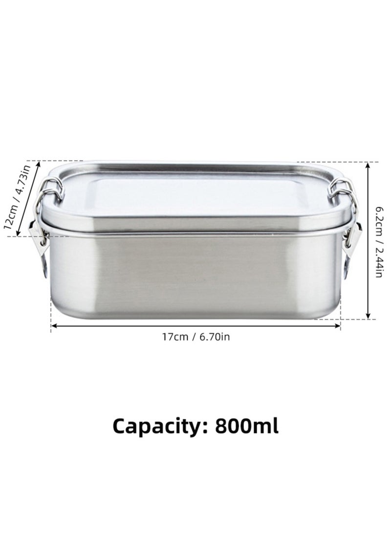 304 Stainless Steel Lunch Container- 2 Compartment Metal Lunch Container，Metal Bento Box for Kids & Adults,800ML,Dishwasher Safe