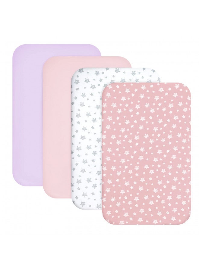 Mini Crib Sheets Fitted 4 Pack For Girls (38