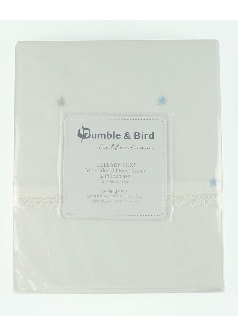 Bumble & Bird - Embroidered Duvet Cover & Pillowcase For Bassinet - Blue