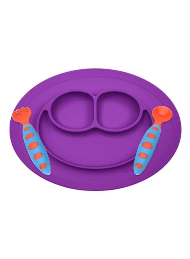 Smiley Face Shaped Baby Feeding Plate With Spoon