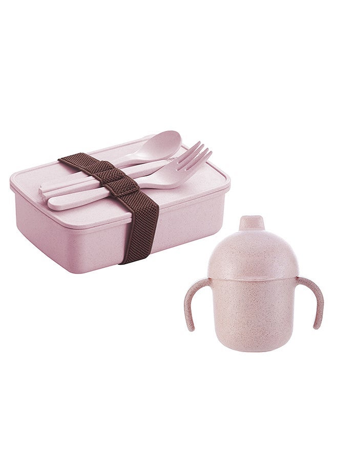 Eco-Friendly Lunch Box With Water Bottle - Pink