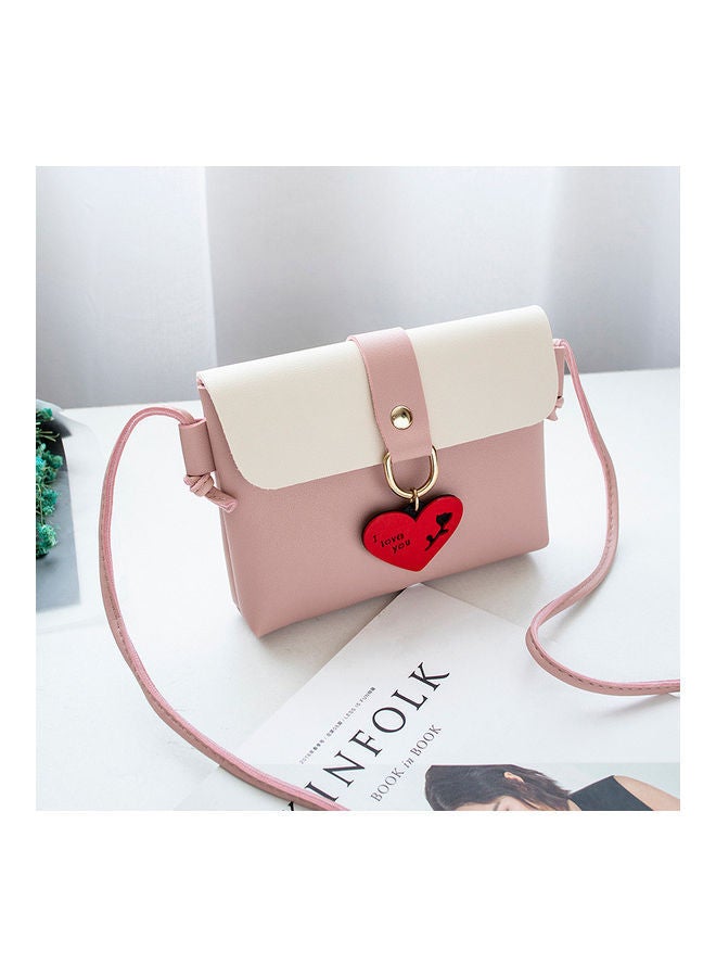 Heart Detail Mini Crossbody Bag Pink/Beige/Red